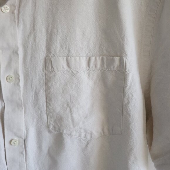 Banana Republic Mens White Sz XL Slim Fit Linen Collared Button Down T-Shirt Top - Picture 7 of 12